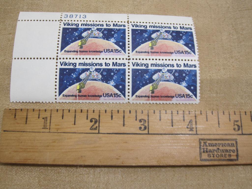 Block of 4 1978 Viking Missions to Mars 15 cent US postage stamps, #1759