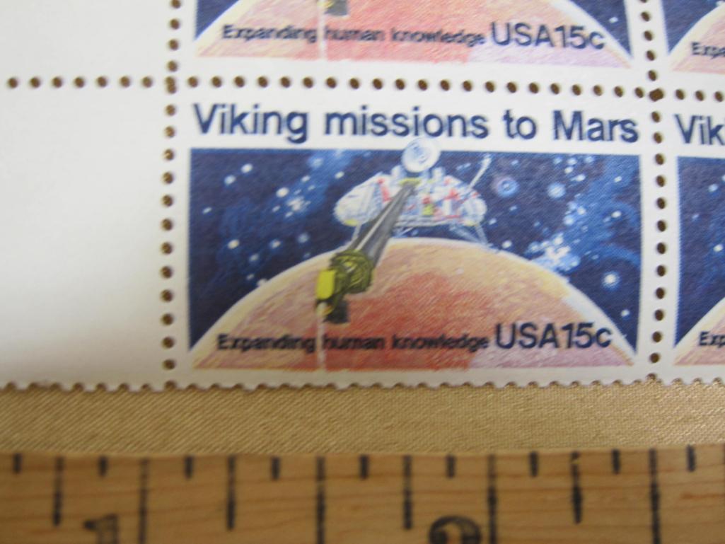 Block of 4 1978 Viking Missions to Mars 15 cent US postage stamps, #1759