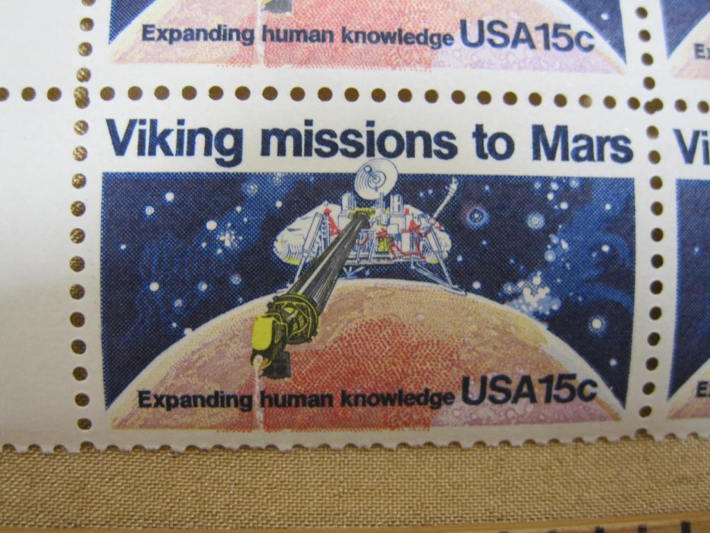 Block of 4 1978 Viking Missions to Mars 15 cent US postage stamps, #1759