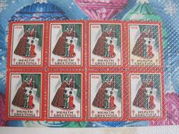 Lot includes twenty-two 1938 American Lung Association US Christmas Seals; seals are wrapped in