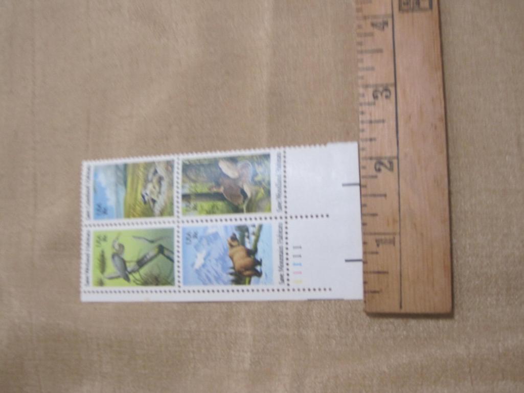 Block of 4 1981 Save Grassland Habitats 18 cent US postage stamps, #s1921-1924