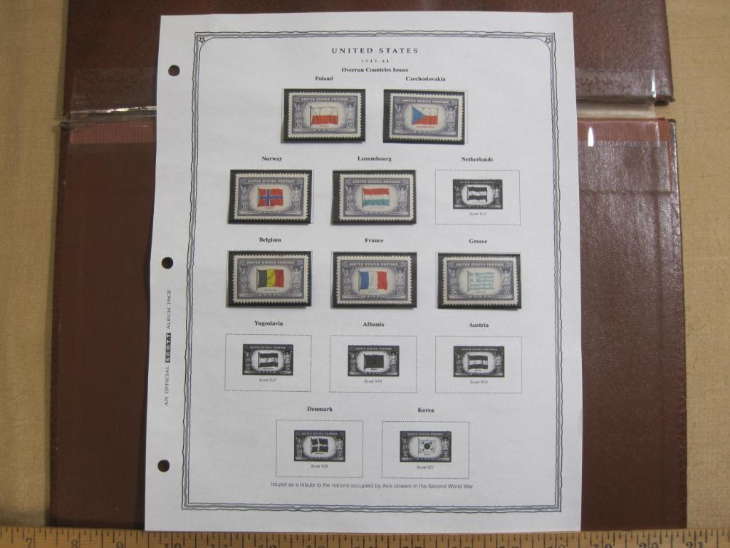 Official Scott Album page of 32 1938-54 Presidential Definitives US postage stamps of various