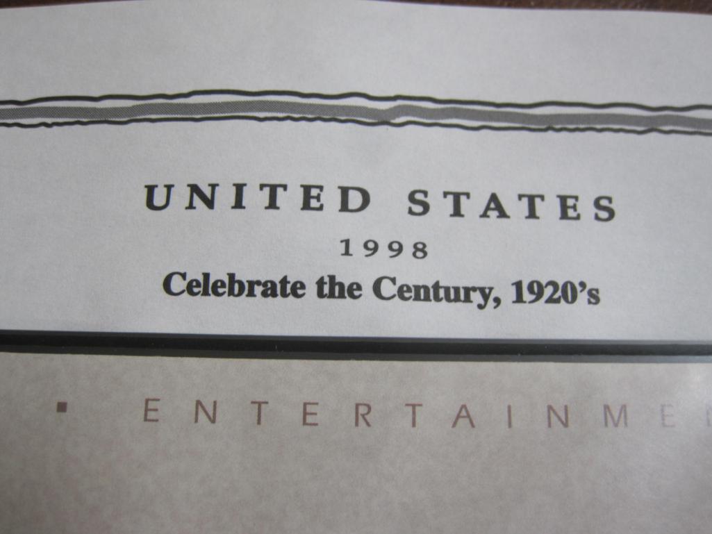 1998 souvenir sheet "Celebrate the Century, 1920s," featuring 15 32 cent US postage stamps honoring