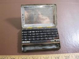 Antique 1910 date stamping kit in non-collapsible box; see pictures for included pieces