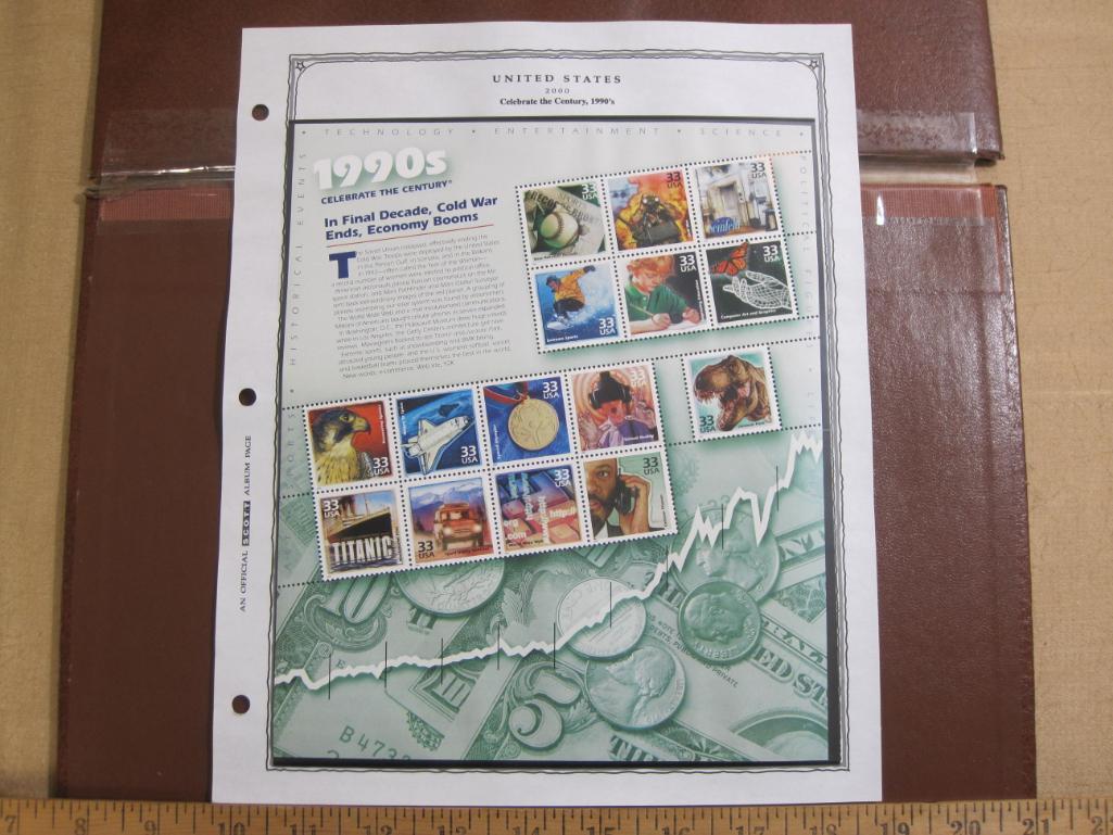 2000 souvenir sheet "Celebrate the Century, 1990s," featuring 15 33 cent US postage stamps honoring
