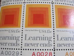 Block of 6 1980 15 cent Learning Never Ends US postage stamps, Scott # 1833