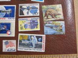 Lot of approximately TWO DOZEN miscellaneous cancelled US postage stamps including 1975 Pioneer