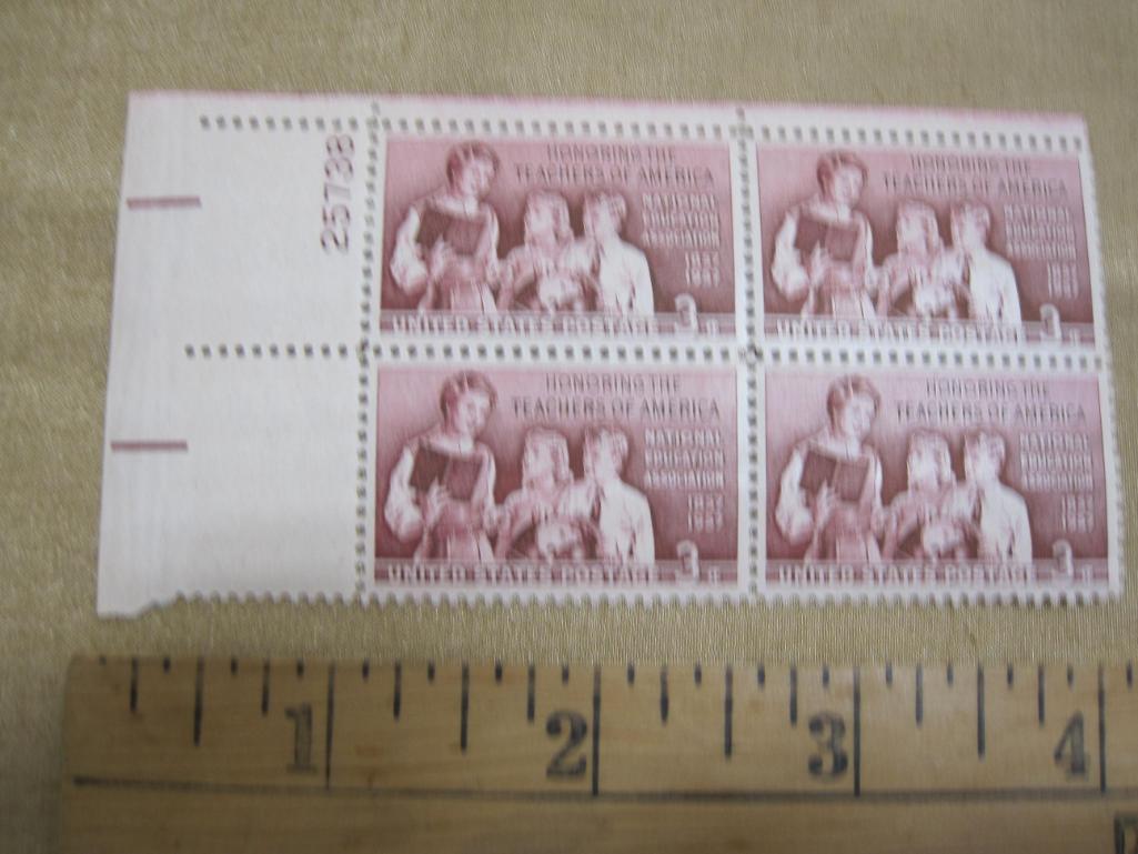 Block of 4 1957 3 cent School Teachers US postage stamps, Scott # 1093