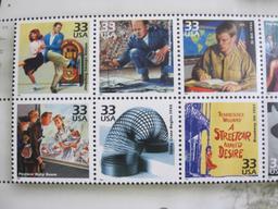 1999 Souvenir Sheet "Celebrate the Century, 1940s," featuring 15 33 cent US postage stamps honoring