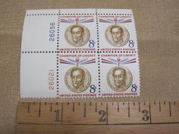 Block of 4 1958 Simon Bolivar, Champion of Liberty 8 cent US postage stamps, #1111