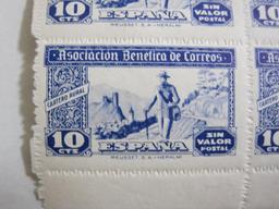 Four hinged 1945 Spain charity stamps, depicting a rural mail carrier, sold for the benefit of the