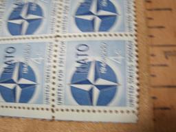 Block of 4 1959 NATO United for Freedom 4 cent US postage stamps #1127