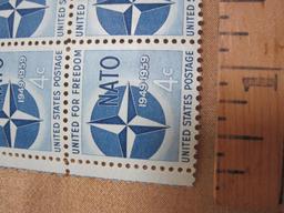 Block of 4 1959 NATO United for Freedom 4 cent US postage stamps #1127
