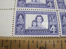 Block of 4 1960 The American Woman 4 cent US postage stamps, #1152