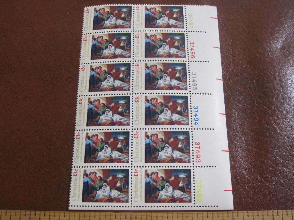 Block of 12 1976 13 cent Christmas Nativity US postage stamps, Scott # 1701