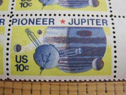 Block of 4 1975 10 cent US Pioneer - Jupiter US postage stamps, Scott # 1556