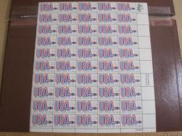 Full sheet of 50 1968 20 cent United States Air Mail US airmail stamps, Scott # C75