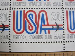 Full sheet of 50 1968 20 cent United States Air Mail US airmail stamps, Scott # C75