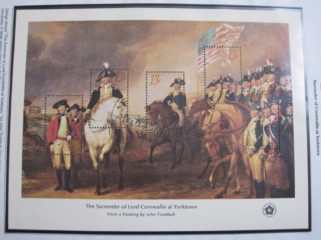 1976 "Surrender of Cornwallis at Yorktown" American Revolution Bicentennial souvenir pane featuring