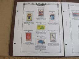 Two stamp collecting album pages printed by Minkus Publications; includes 9 mounted mint US postage