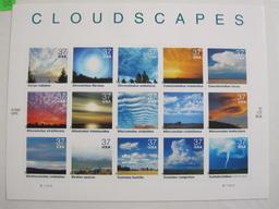 2004 Cloudscapes souvenir sheet including 15 37 cent US postage stamps depicting various