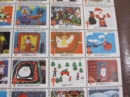 Full sheet of 54 1977 American Lung Association US Christmas seals; see pictures for condition