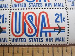 Block of 4 1971 21 cent USA US airmail stamps, Scott # C81