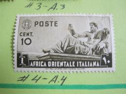 Four hinged 1938 stamps from Italian East Africa, at the time an Italian colony in the Horn of