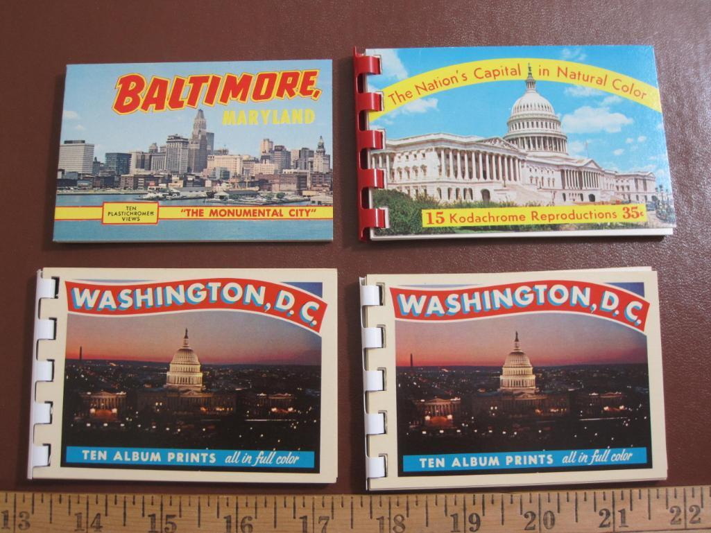 Three Washington DC small color souvenir booklets and one on Baltimore.