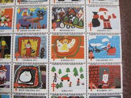 Full sheet of 54 1977 American Lung Association US Christmas seals; see pictures for condition