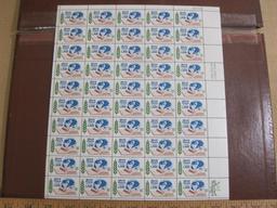 Full sheet of 50 1975 10 cent World Peace through Law US postage stamps, Scott # 1576