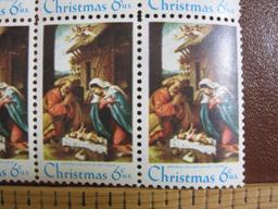 Block of 8 1970 Christmas Nativity by Lorenzo Lotto 6 cent US postage stamps, #1414