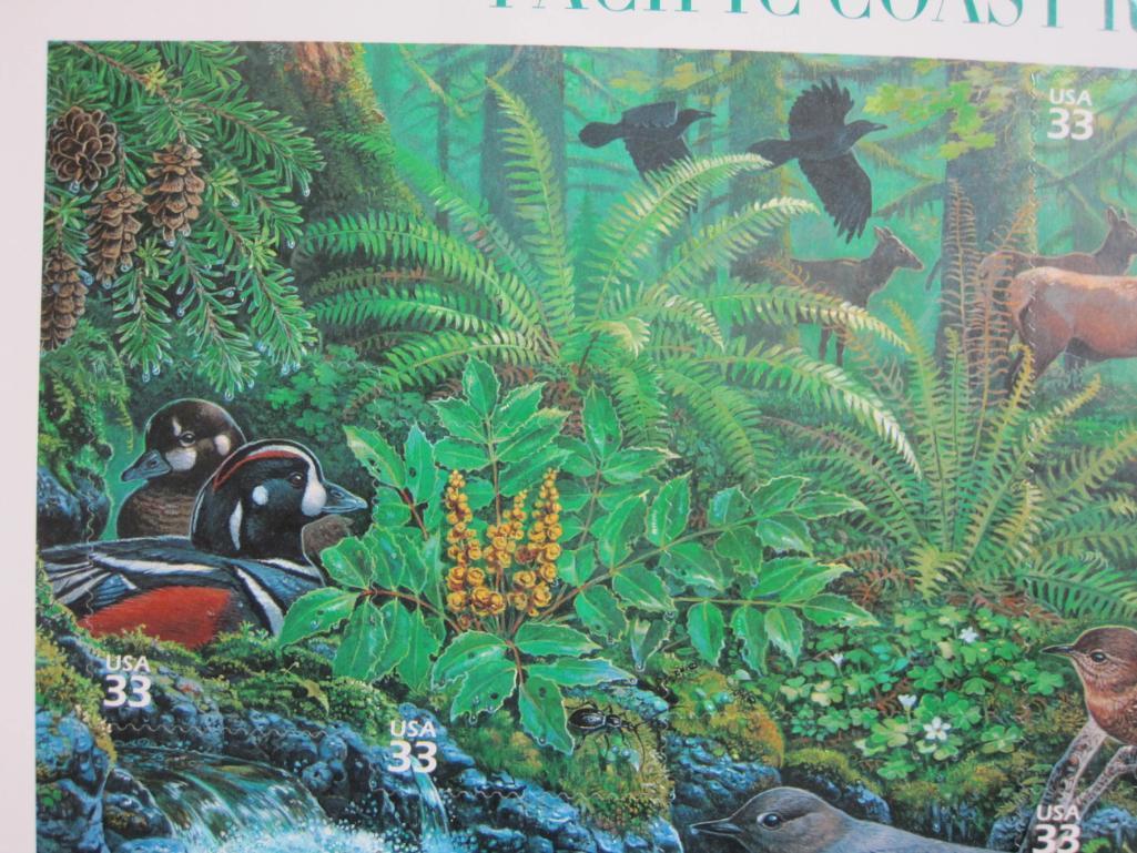 2000 "Pacific Coast Rainforest" philatelic souvenir pane featuring 10 33 cent American