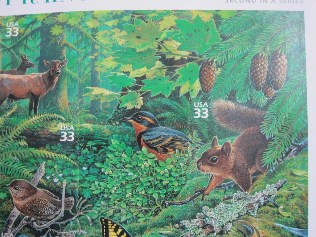 2000 "Pacific Coast Rainforest" philatelic souvenir pane featuring 10 33 cent American