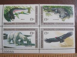 Block of 4 1971 Wildlife Conservation (trout, alligator, polar bear, California condor) 8 cent US