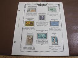 Completed stamp collecting album page printed by Minkus Publications; includes 8 mounted mint US