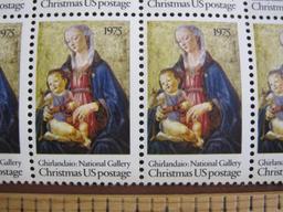 Block of 12 1975 Madonna and Child Christmas US postage stamps, #1579