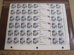 TWO full sheets of 1985 American Lung Association US Christmas seals & gift tags; see pictures for