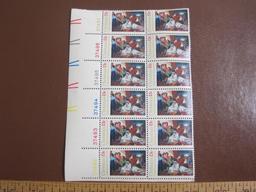 Block of 12 1976 Nativity Christmas 13 cent US postage stamps, #1701