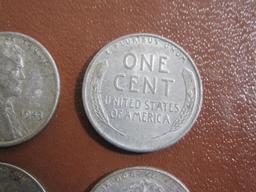 Lot of six 1943 US steel pennies