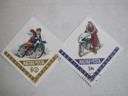 Five different hinged 1962 Hungary stamps commemorating Motor Cycling (#1475-1479)