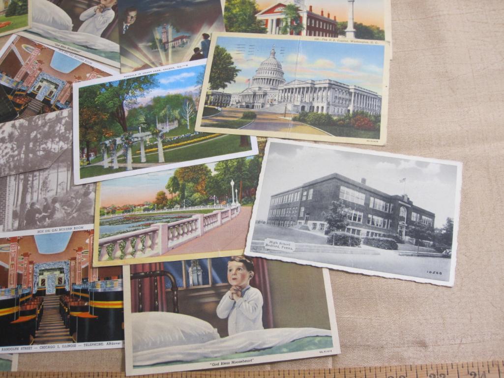 Lot of approximately two dozen locational post cards, some used incl. postage stamps and some