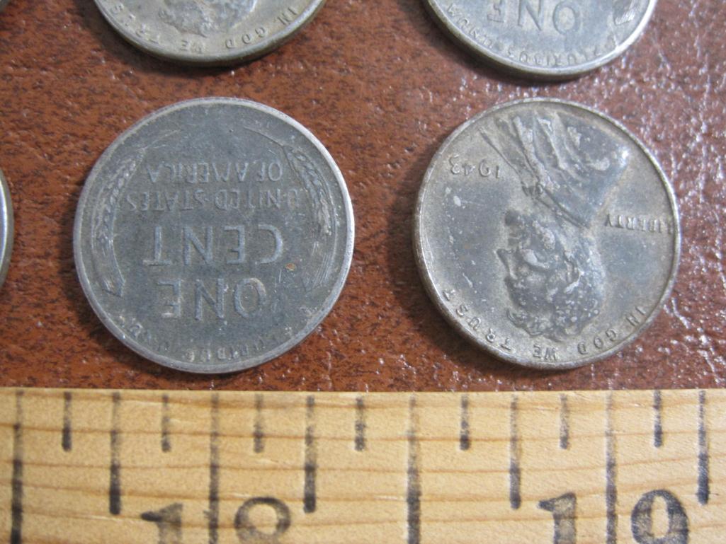 Lot of six 1943 US steel pennies