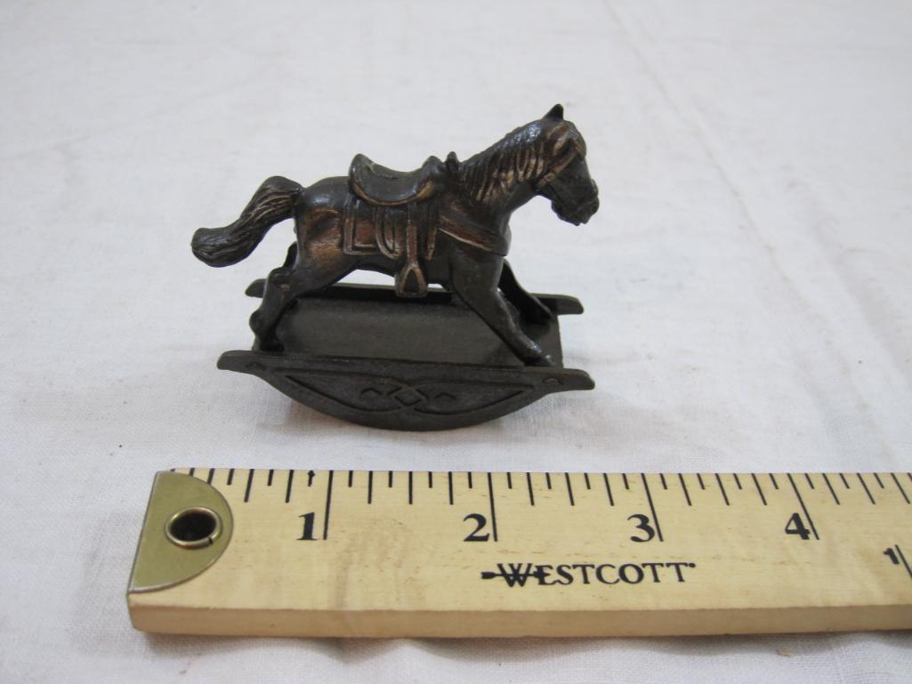 Vintage Metal Rocking Horse Pencil Sharpener, marked "Item No. 16", 3 oz