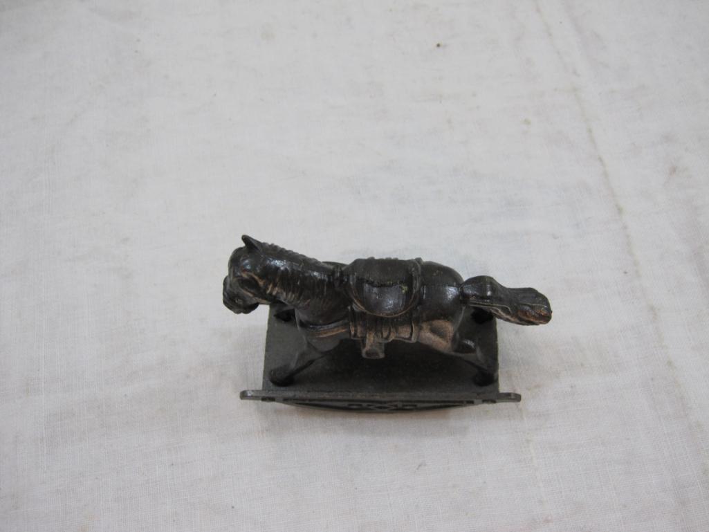 Vintage Metal Rocking Horse Pencil Sharpener, marked "Item No. 16", 3 oz