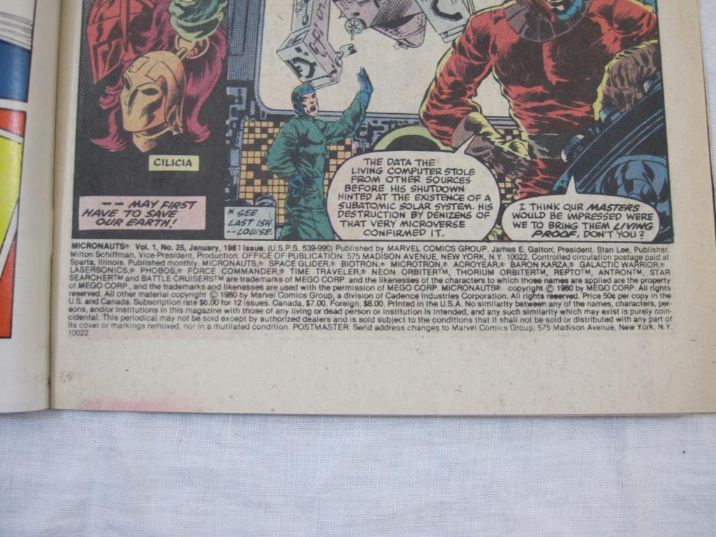 Five The Micronauts Comics Books Issues No. 22-26 (October 1980-February 1981), Marvel Comics Group,