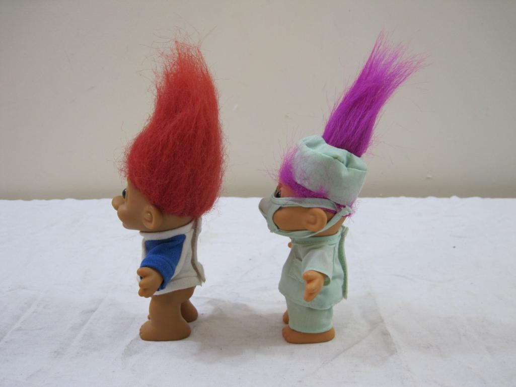 Two RUSS Troll Dolls including a surgeon and awesome! sweater, 5 oz