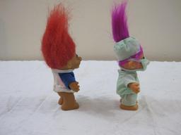 Two RUSS Troll Dolls including a surgeon and awesome! sweater, 5 oz