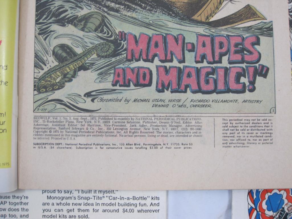 Five Issues of Beowulf Dragon Slayer Comic Books, No. 1-4 & 6, May 1975-March 1976, comics have some