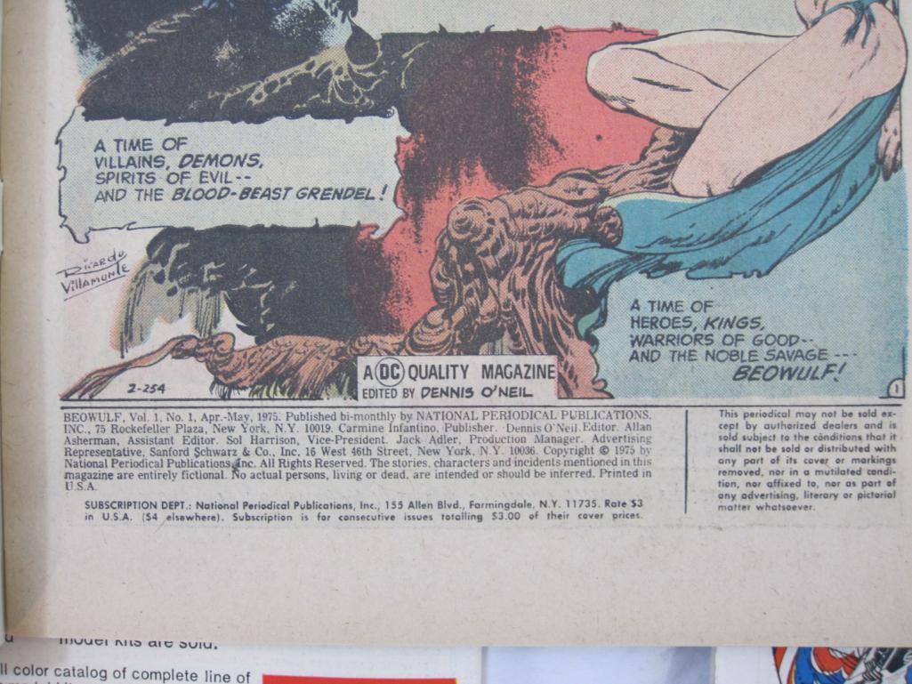 Five Issues of Beowulf Dragon Slayer Comic Books, No. 1-4 & 6, May 1975-March 1976, comics have some